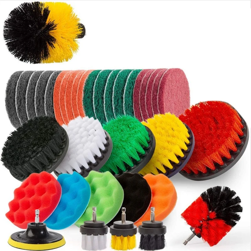 

AT35 37PCS Drill Brush Accessory Kit Multipurpose Cleaning Washer Brush Scrub Pad And Sponge With Extended Accessories