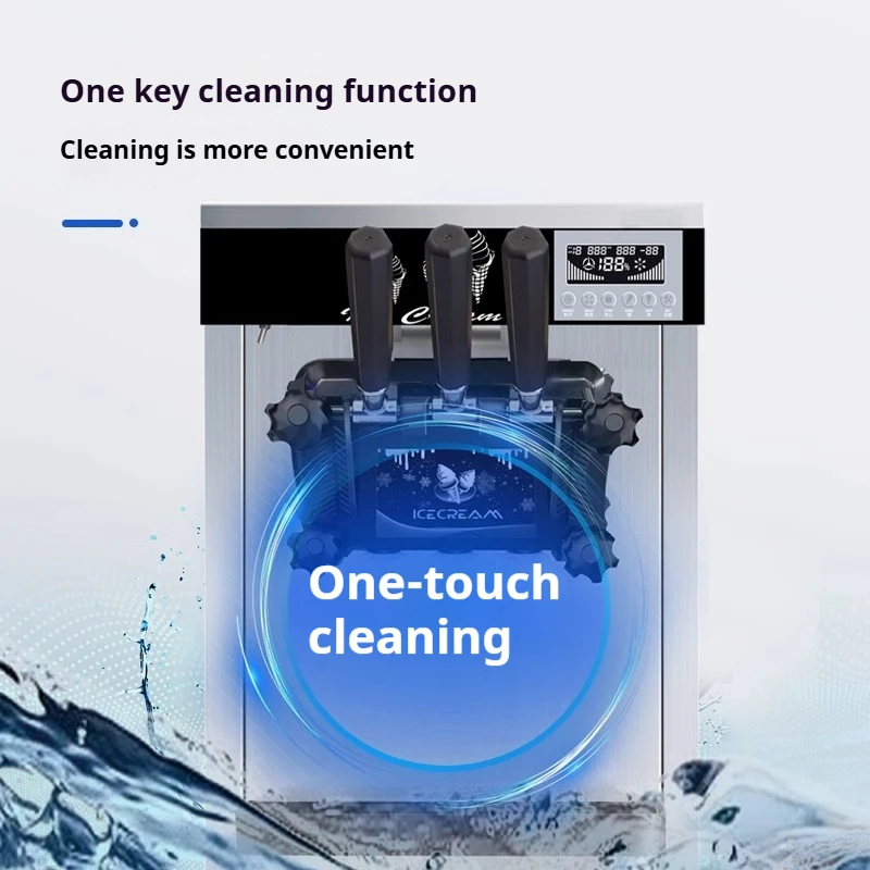 Commercial Ice Cream Machine 2000W, Portable Stainless Steel Soft Serve Maker for Food Stall & Bakery