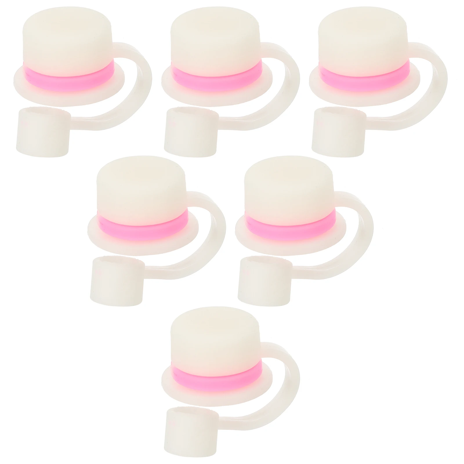 

6 Pcs Straw Caps Reusable Silicone Covers Drinking Plugs Dust Protectors Cute Hat Shape Lightweight Storage Party Decorations