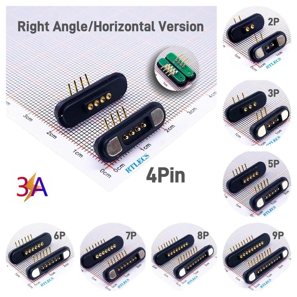 1-10 par 3A Wodoodporne magnetyczne złącze Pogo Pin 2 3 4 5 6 7 8 9 11P Pogopin Męskie żeńskie 2.2 MM Sprężynowe gniazdo zasilania DC