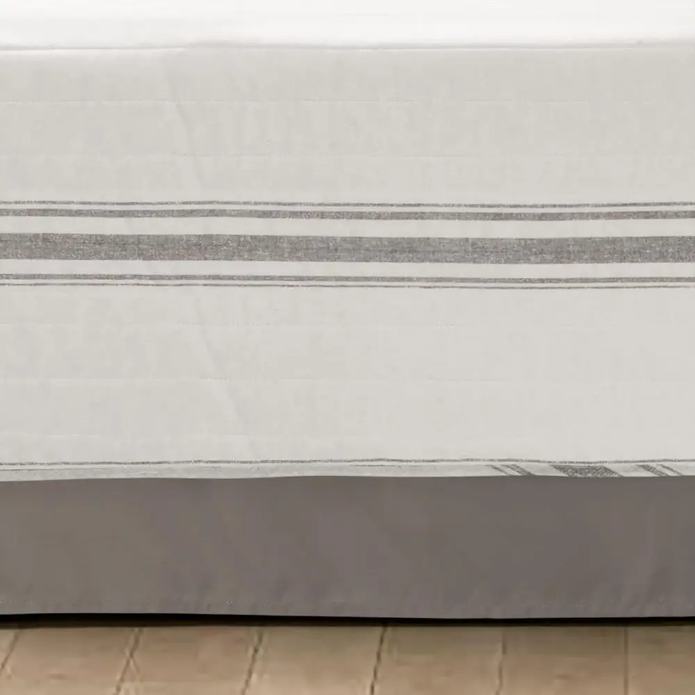 6-Piece Cotton Stripe Daybed Cover Set, Twin Size, Gray - Rustic Style Quilted Bedding