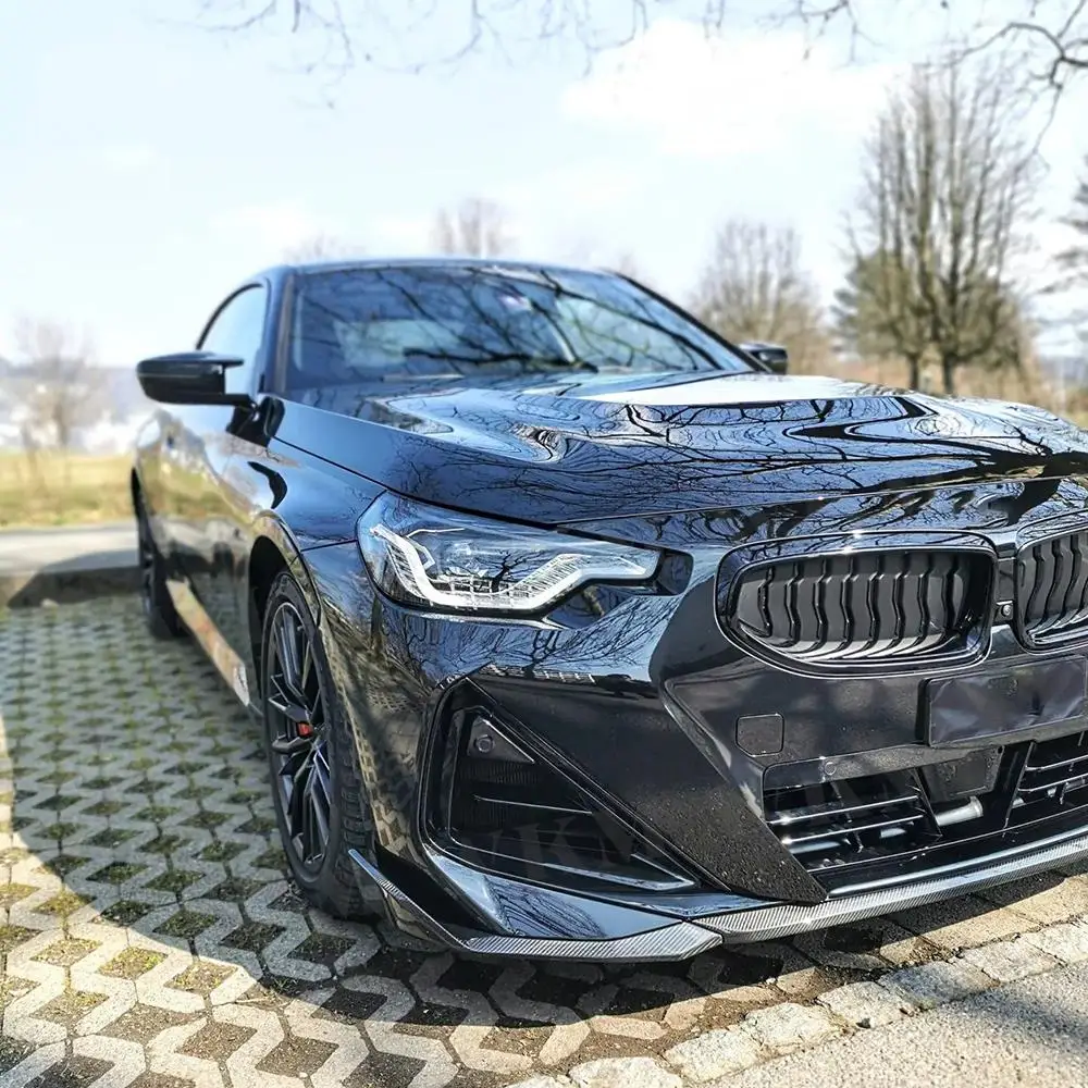 2 Series Dry Carbon Fiber Car Front Bumper Splitter Lip Spoilers Body Kits for BMW G42 M235i M240i Coupe 2022 + FRP