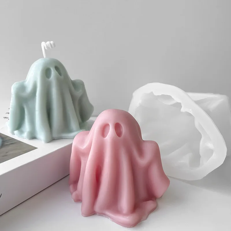 Halloween Cute Ghost Candle Silicone Molds New 2023 DIY Resin Concrete Plaster Soap Mould Party Festive Ornaments Home Decor