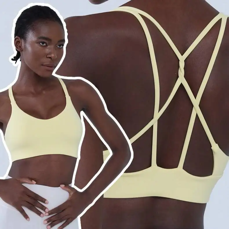 

Sexy Top Woman Cross Strap Breathable Underwear Fiess Yoga Sports For Women Gym Push Up Workout Bra