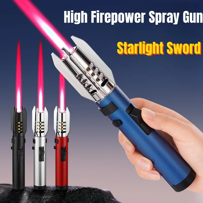 

New Starlight Sword Inflatable Windproof Jet Gas Lighter High Firepower Outdoor Portable Spray Gun BBQ Baking Torch Igniter Gift