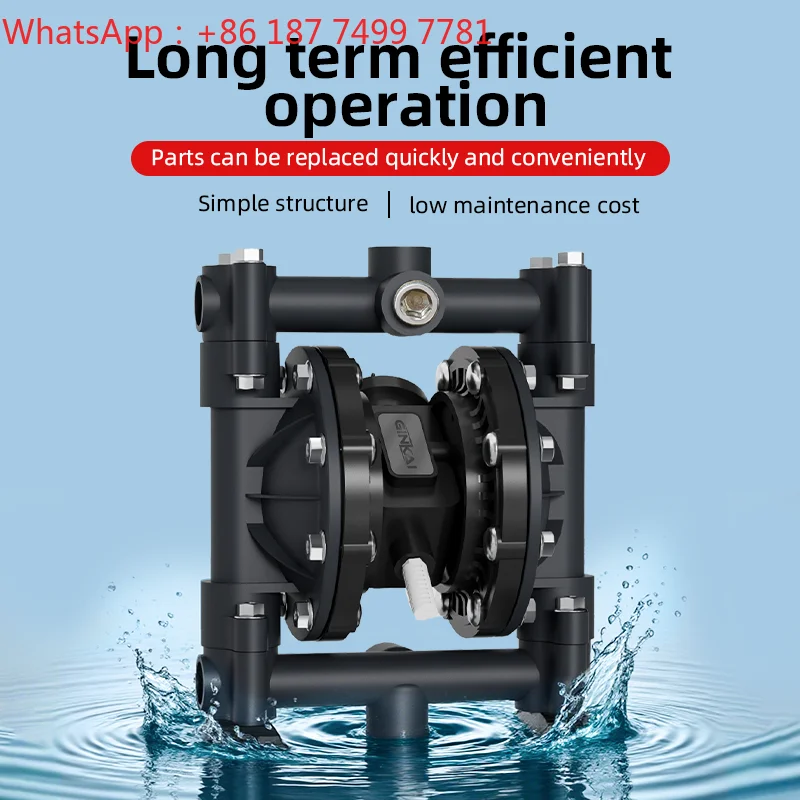 Ginkai DN15 1/2' Inch AODD Pneumatic Diaphragm Pump Chemical Industry Particles Acceptable Vacuum AL Petroleum Pump
