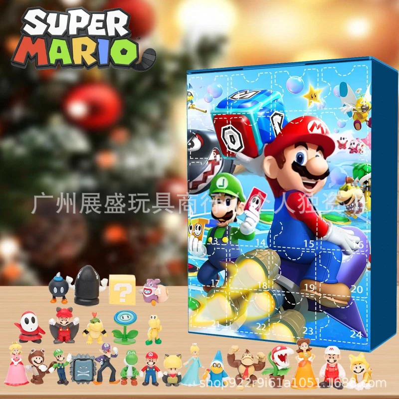 

2024 Super Mario Bros. Accessories for Christmas Fall Countdown Anime Figure Yoshi Daisy Luigi Bowser Model for Christmas Gifts