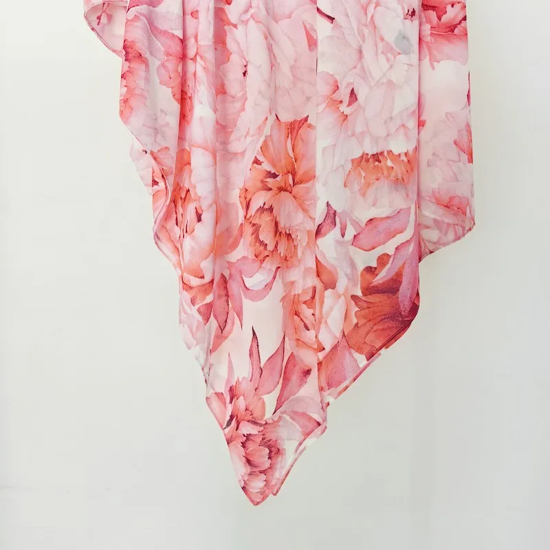 Peony Flower Print Chiffon Hijab Scarf Shawl Women Islamic Muslim Scarves Wraps Lady Echarpe Breathable Foulard Hijabs