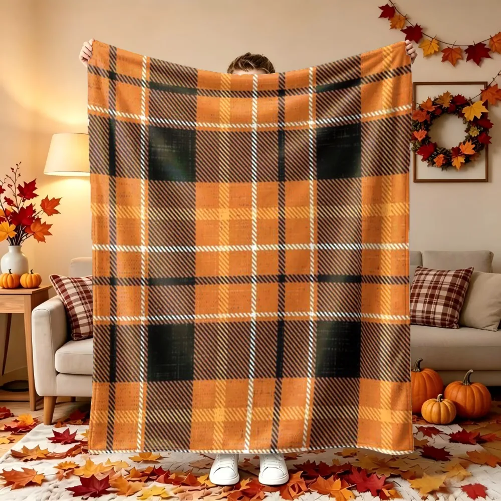 1 coperta in flanella con motivo Haige arancione, ideale per l’autunno: morbida, leggera, calda e traspirante, adatta per il campeggio, il soggiorno, il divano, il riposo in ufficio e per l’uso