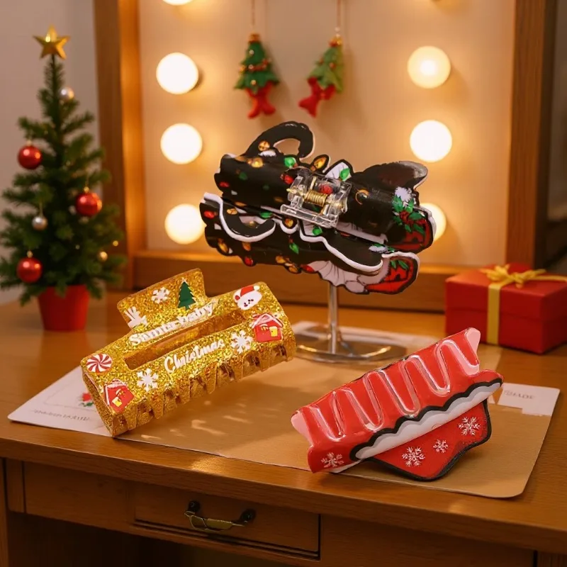 

Christmas Hair Clips Cartoon Print Crab Trendy Claw Clips Hairpin Shark Clip Party Hair Accessories Women Girls 집게핀 Заколки 바나나핀