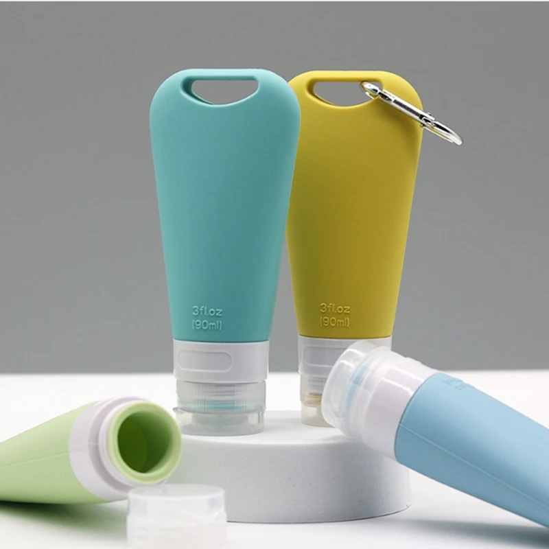 90 ml Silikon-Reiseflaschen, tragbare Silikon-Nachfüllflasche, Reiseverpackung, Lotion, Shampoo, Kosmetik, Quetschbehälter