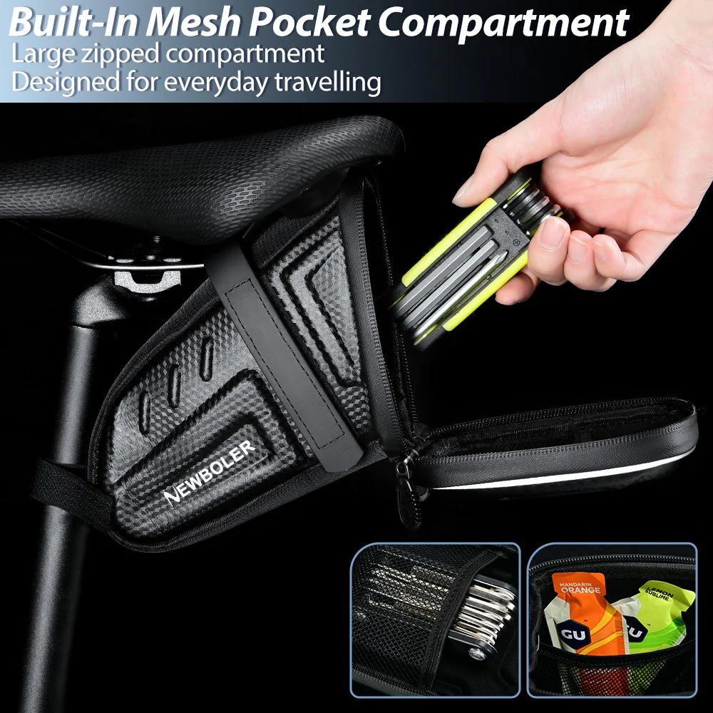 2025 NEW Waterproof Bicycle Saddle Bag MTB Road Bike Saddlebags Reflective Striped Bicycle Tool Holder Bag MTB Accessories