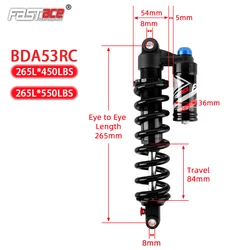 Fastace Downhill Electric Bicycle 265MM*450/550 lbs Shock Absorber MTB DH Rear Suspension Shock Absorber for Surron Bicycles