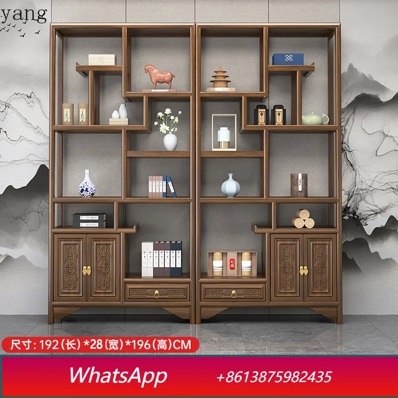 

LH solid wood tea cabinet tea display Bogu rack placed Chinese bookcase partition new Chinese style