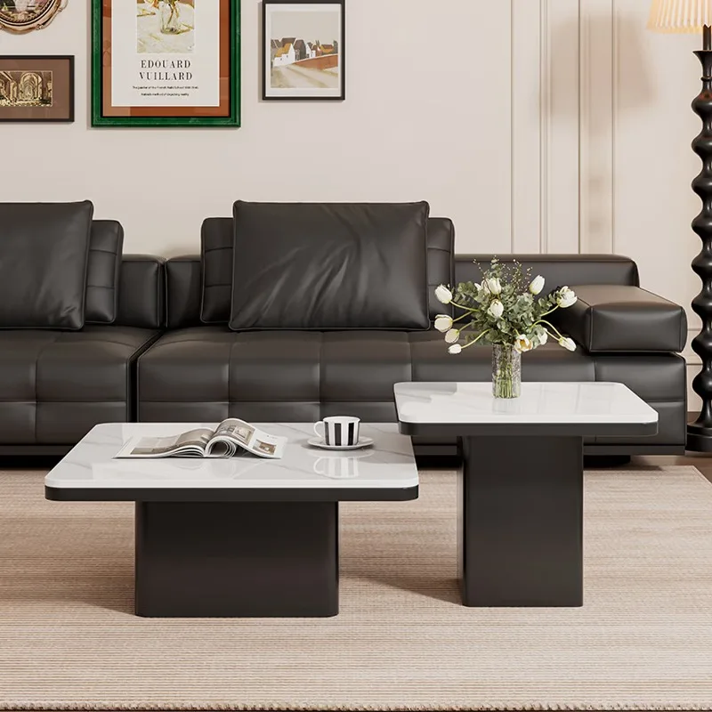 

Italian square light luxury high-end coffee table living room household small apartment