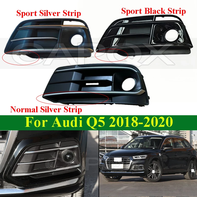 CAPQX Front Fog Light Frame Cover For Audi Q5 2018-2020 Front Fog Lamp Frame Foglight Frame With ACC Hole