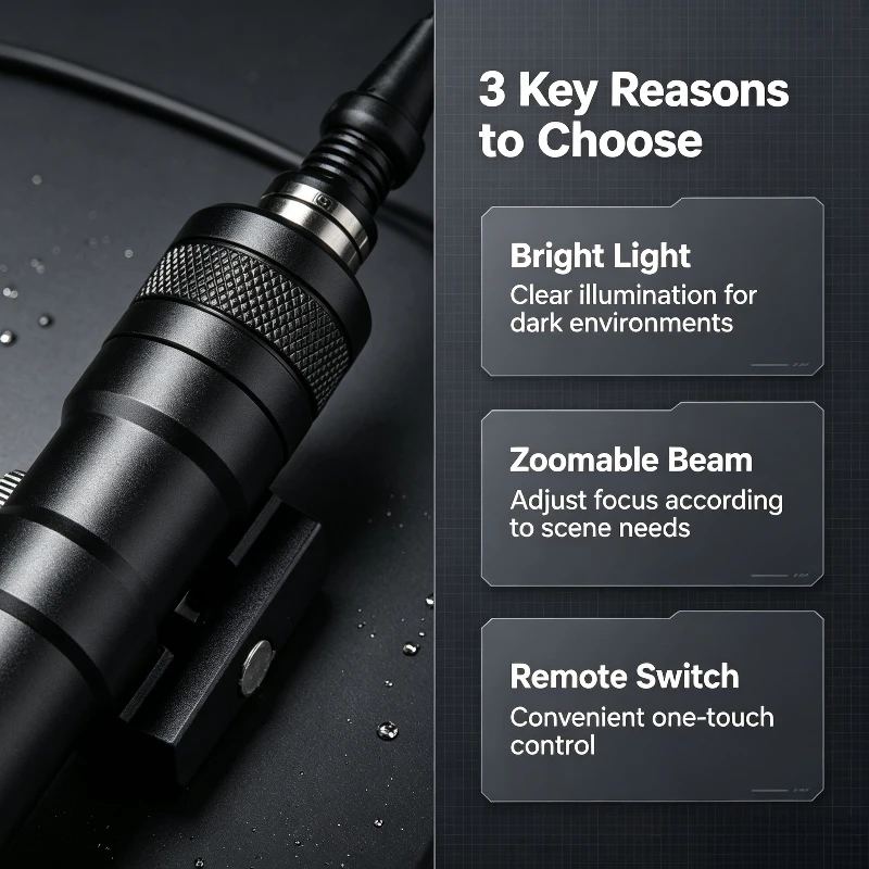 Lightweight Zoomable Alloy Flashlight with Wired Control Switch - Hobby Collection Parts
