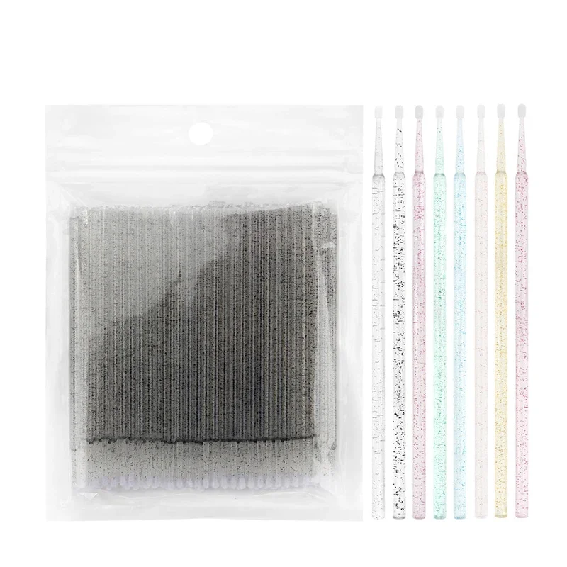 クリスタルまつげクリーニングブラシまつげエクステンションマイクロ綿棒まつげ除去マイクロブラシ美容メイクツール 1 バッグ