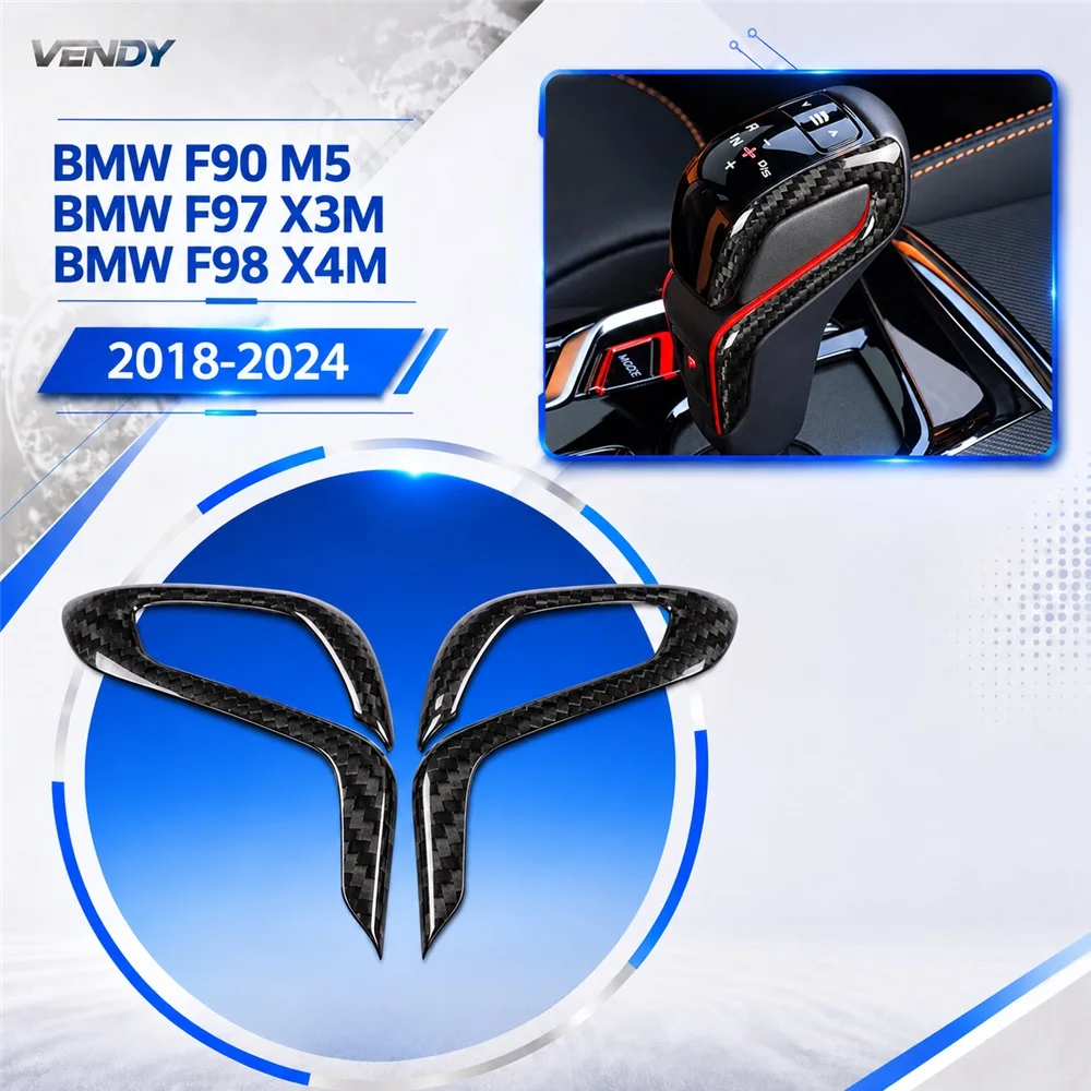 Real Carbon Fiber for BMW F90 M5 F97 X3M F98 X4M 2018–2024 Car Shift Gear Knob Trim Cover Car Interior Protection Accessories