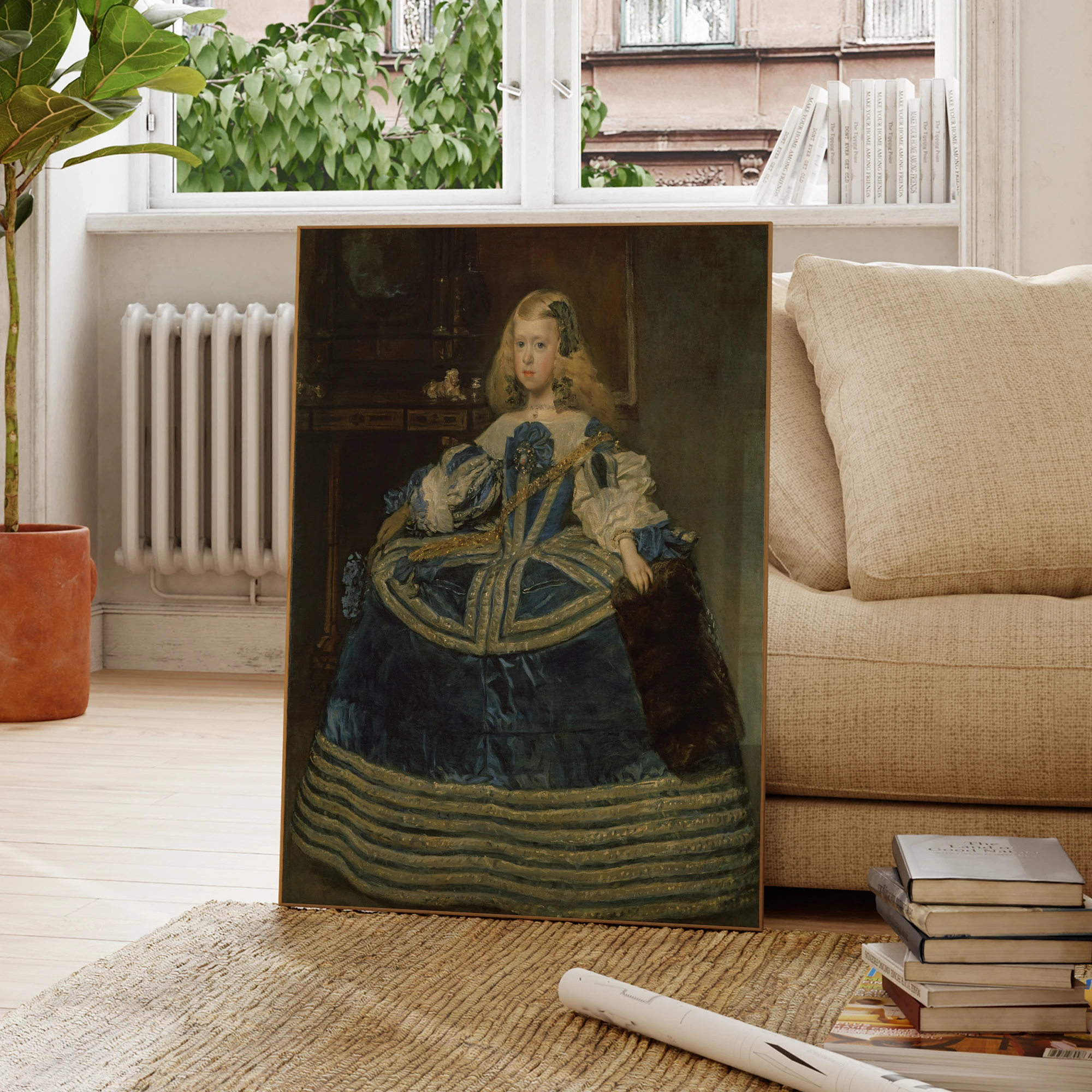 Retro Infanta Margarita Teresa in un vestito blu Stampe d'arte da parete Pittura su tela Poster Immagine per soggiorno Decorazioni per la casa