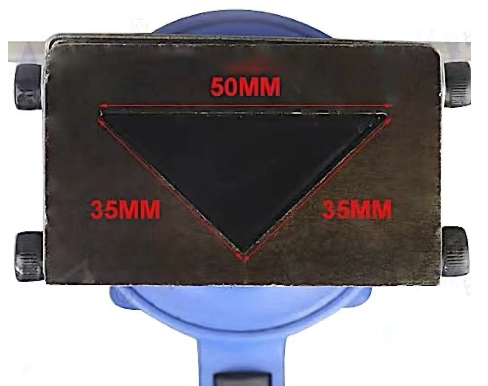 TY17N22 Pneumatic Triangular Puncher 22mm * 22mm * 34mm Right Triangle with Auxiliary Grip on 3mm Aluminium Sheet