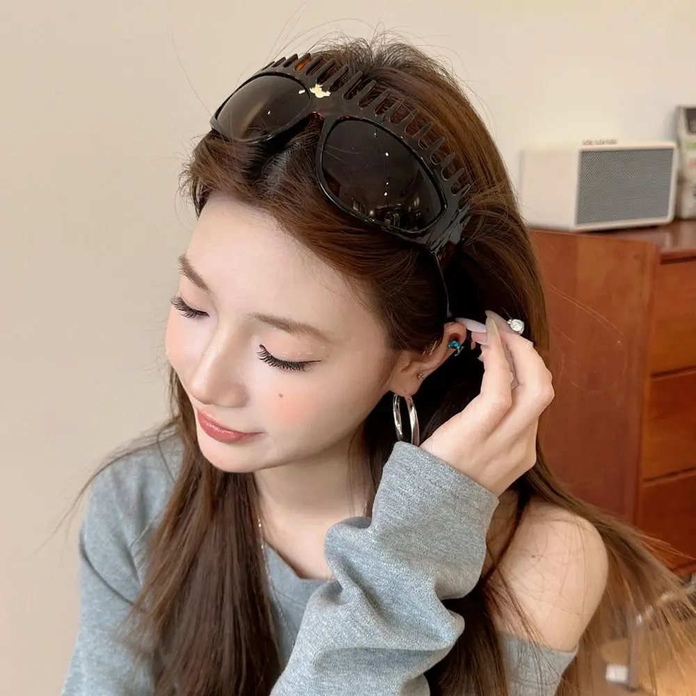 Personalized Comb Shaped Sunglasses Headband Sunscreen Leopard Print Summer Sunglasses Sunshade Hairband Women Hair Hoop Women