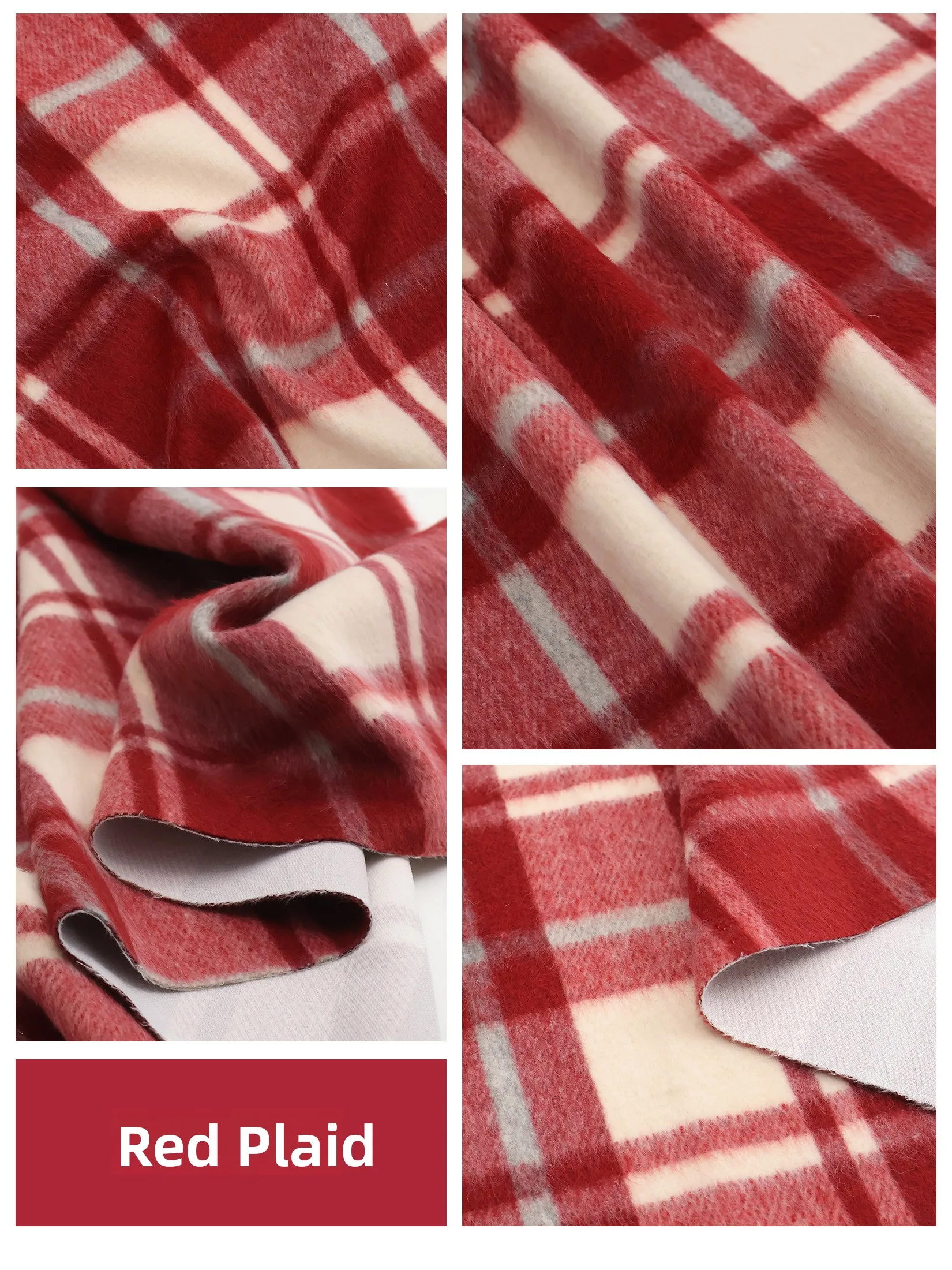 

Modern Sle Cisas Red New Year Autumn Winter Plaid Wool Camere Clothing Fabric f Meter Handmade DIY Decora...