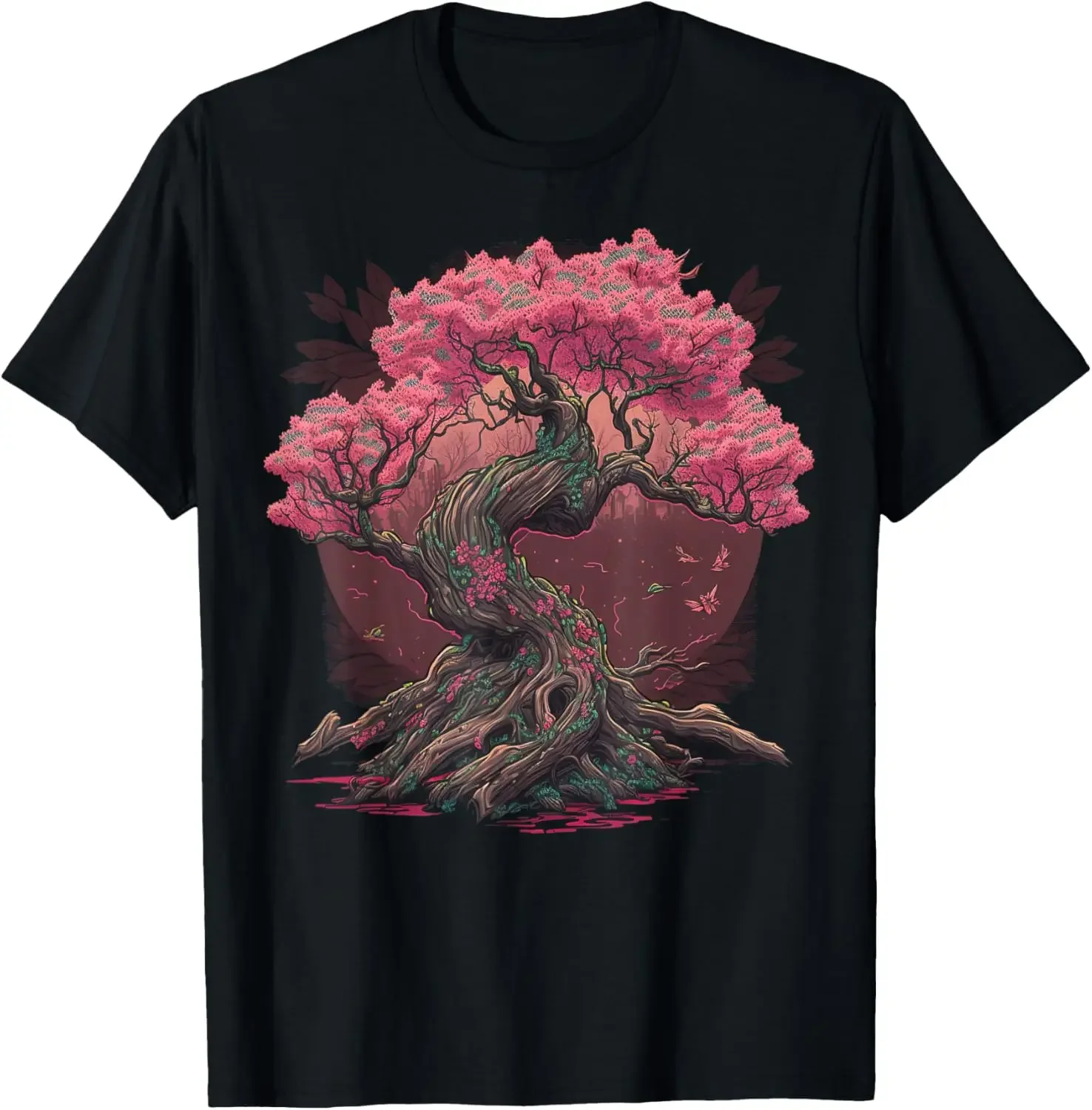 

Ancient Cherry Blossom Tree Graphic Tee Men's Soft Cotton Crew Neck T-Shirt Trip Wear
