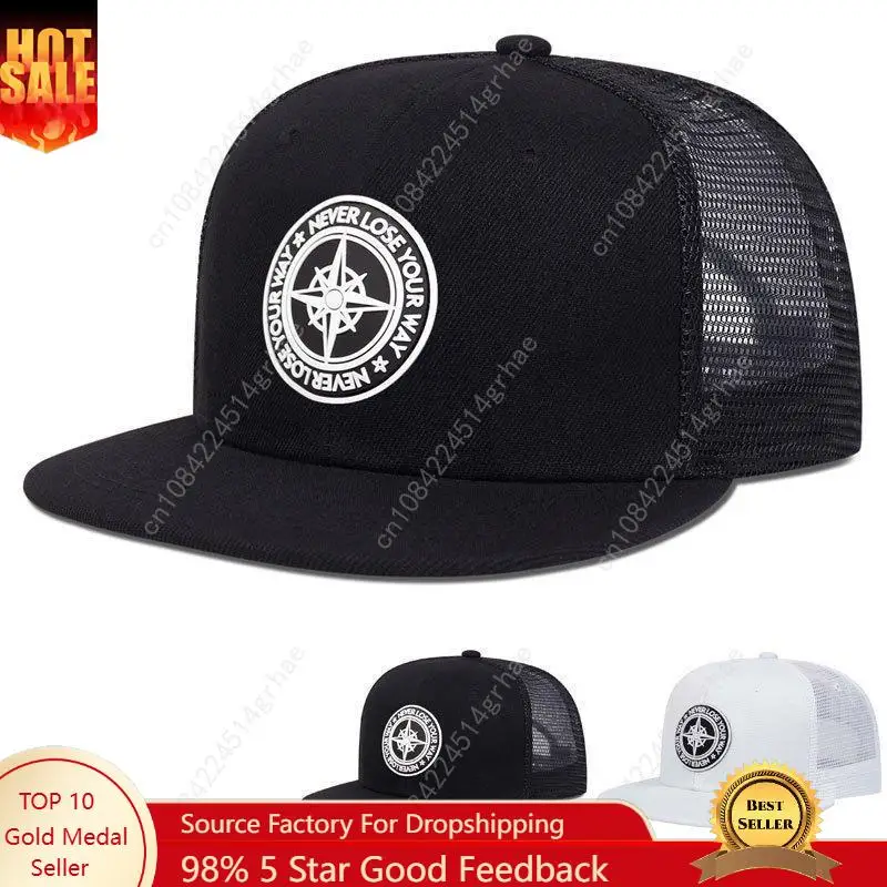 

Unisex Compass Patch Hat Hip Hop Hat Mesh Cap Outdoor Sport Adjustable Sunscreen Leisure Hat Spring Autumn Travel Tourism Beach