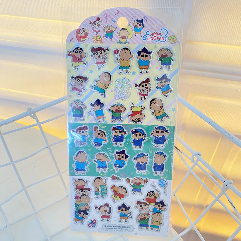 Kawaii Cute Crayon Shin-Chan Stickers Hot Stamping Sticker Cup Decoration Anime Kids Toys Friend Gift Birthday Gift For Girls