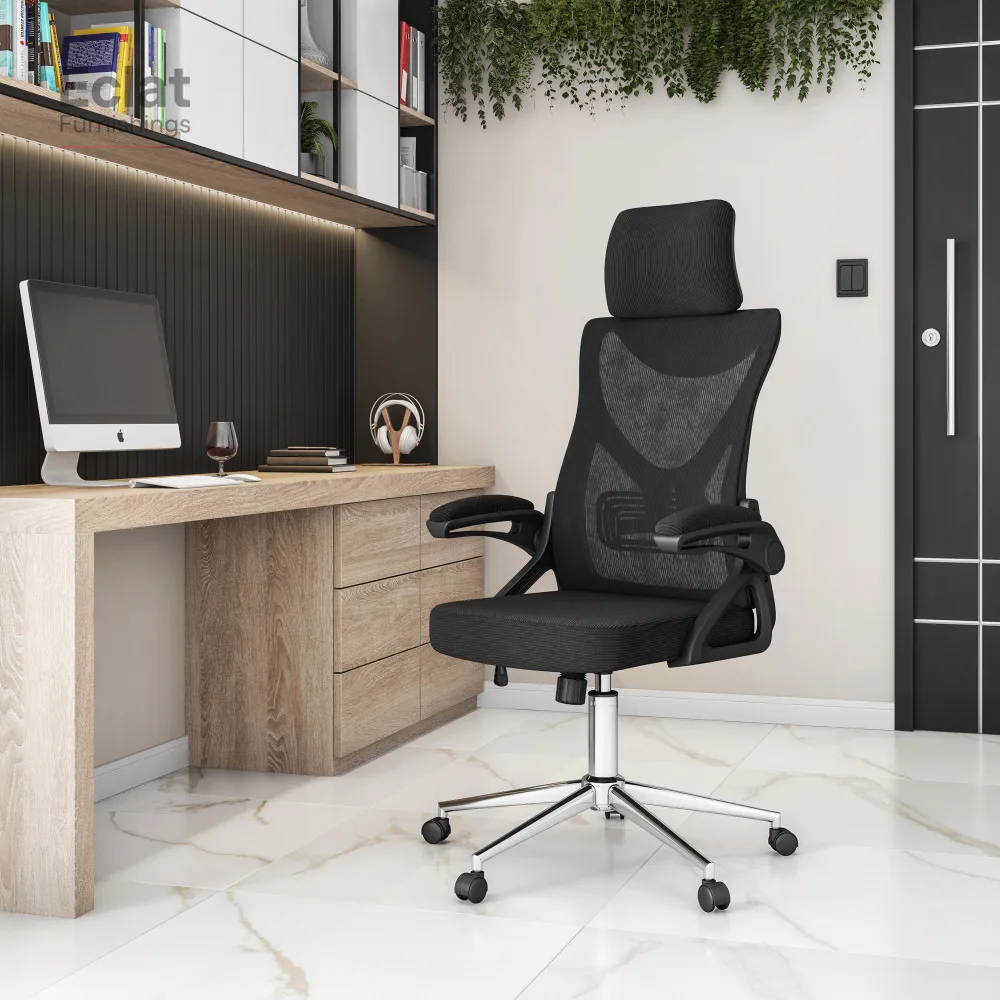 

Essential Ergonomic Office Chair with Headrest & Lumbar Support, Black,Computer chair, gaming chair, dressing chair, furniture,