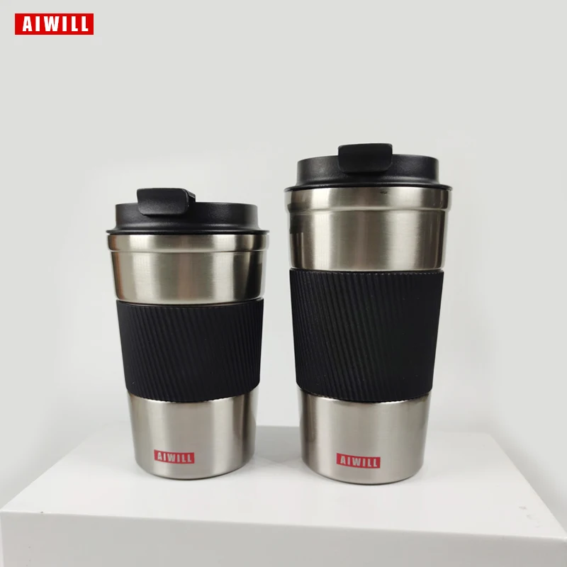 AIWILL 380ml/510ml Double Stainless Steel Coffee Thermos Mug Leak-proof Non-slip Car Vacuum Flask Travel Thermal BPA Free Cup