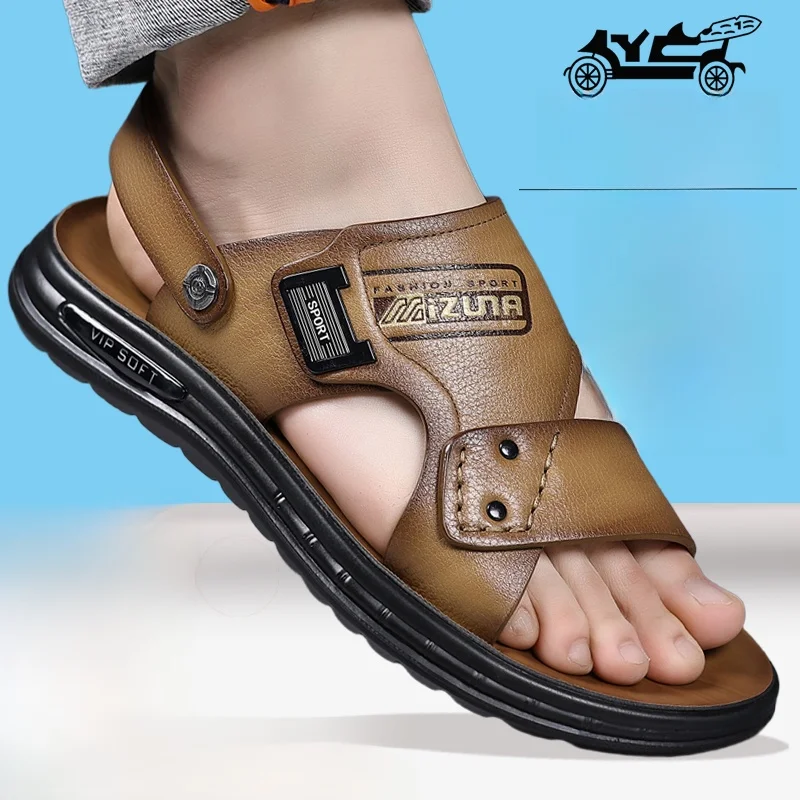 sandales-en-cuir-pour-hommes-style-decontracte-d'ete-nouvelle-collection-respirantes-chaussures-de-plage-antiderapantes-pantoufles-a-double-usage-a-bout-ouvert-confortables-et-faciles-a-enfiler