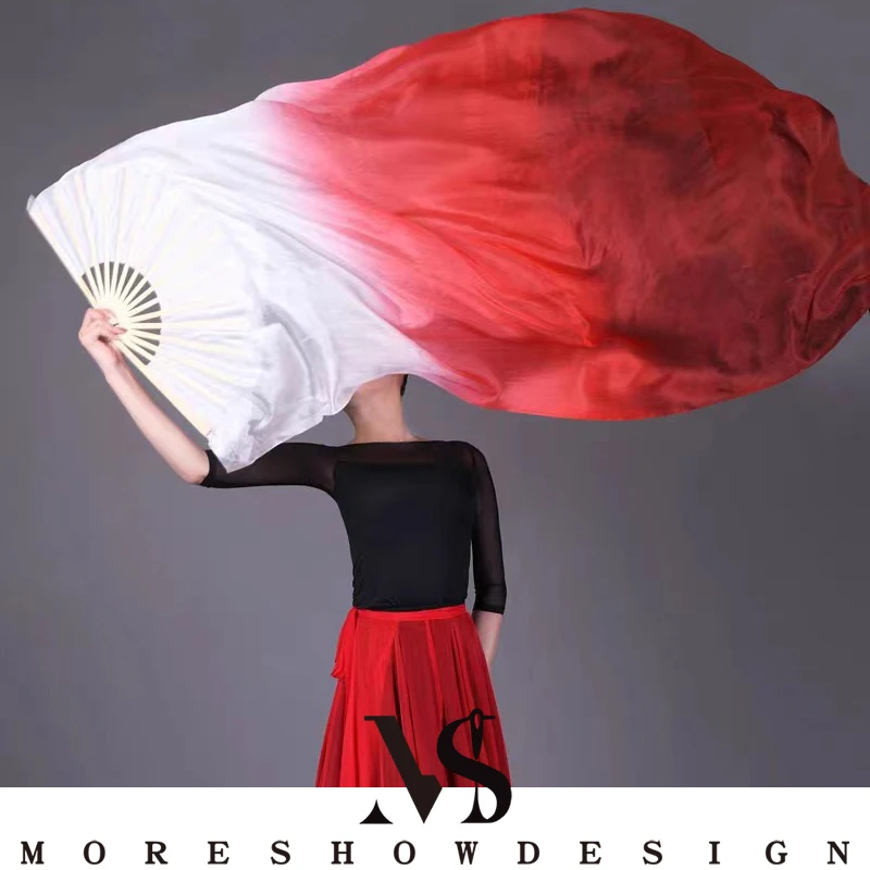 ベリーダンスパフォーマンスファングラデーションカラーイミテーションシルク素材ベールダンス衣装アクセサリー強化されたダンス体験