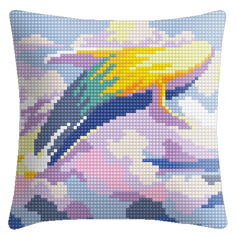 

Needlework printed cross stitch colorful thread 4CT fabric wool Pillow unfinish kits Cushions with Preprinted Canvas Pattern