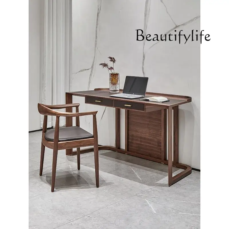 North America Black Walnut Wooden Desk Italian Light Luxury Study Study Table Modern Simple Home Computer Desk