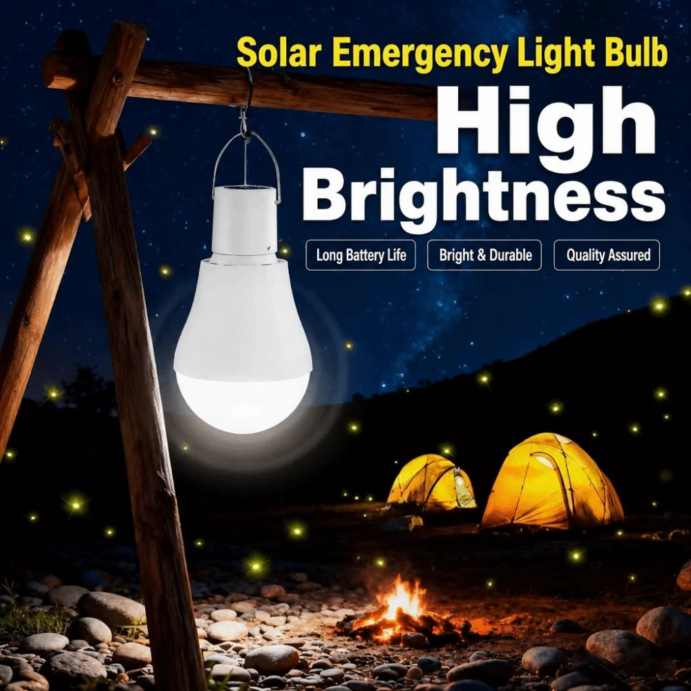 Portable Waterproof LED Solar Lamp Bulb USB Charged Bulb Powered Lamp Hanging Solar Light Bulb Emergency Sunlights Indoor House