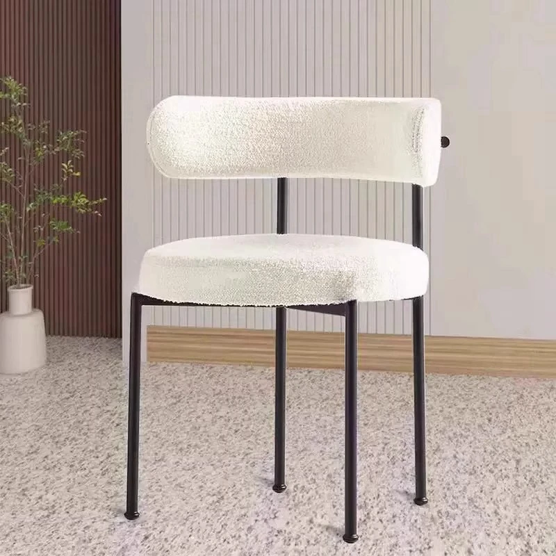 

Lamb fleece soft Nordic style light luxury room leisure chair home lamb fleece makeup chair designer backrest dining chair