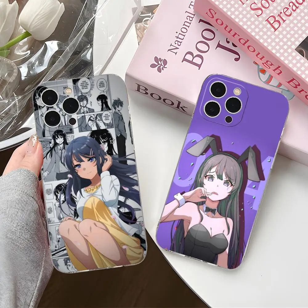 

Чехол для мобильного телефона Anime Mai Sakurajima для iPhone 16, 15, 14, 13, 12, 11 X XR XS 8 6 Pro Max Plus, мини-прозрачный цветной защитный чехол