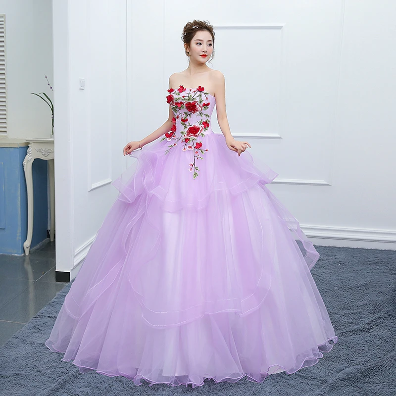 

Сексуальные платья Quinceanera без бретелек, фиолетовое элегантное бальное платье из тюля длиной до пола, винтажное красное платье с цветочным принтом, дебютантка по индивидуальному заказу