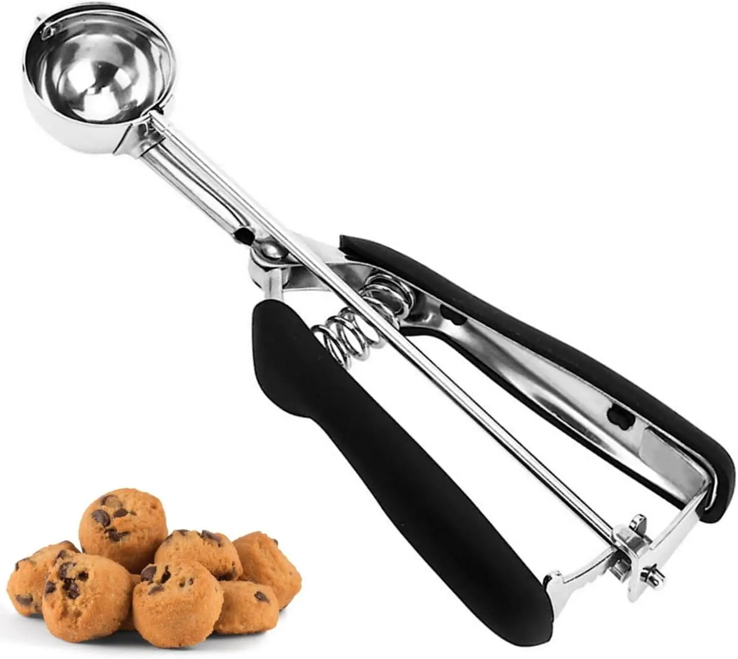 

15ml/0.5oz cookie scoop,stainless steel,trigger release,non-slip grip,for baking,ice cream,dough,precise portioning,durable tool