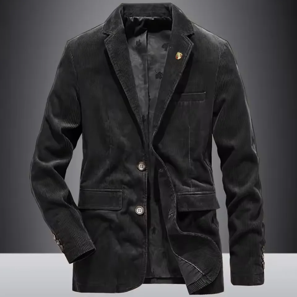 Mens Corduroy Blazer Single Breasted Mixed Blend Casual Jacket Fashion Comfort Business Suit Slim Fit Tapered Waist Elegant Mens image 5