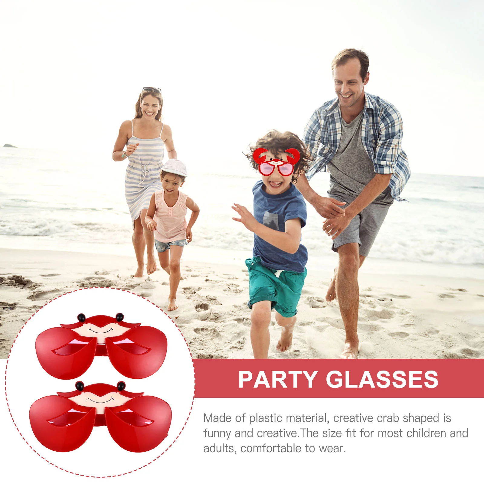 

2 Pcs Crab Glasses Costumes Hawaii Party Eyeglasses Novel Decorations Plastic Toddler Funny Celebration
