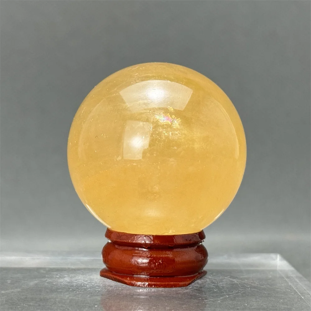 

Natural Yellow Calcite Crystal Ball Mineral Aura Therapy Spiritual Meditation Chakra Energy Home Feng Shui Ornament + Base