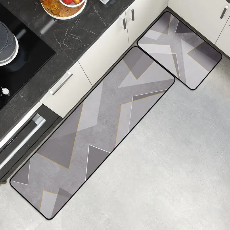 

VIKAMA 1/2 Pieces Modern Geometric Kitchen Floor Mat - Slip-Resistant And Easy-To-Clean Kitchen Set Carpet - Home Decoration