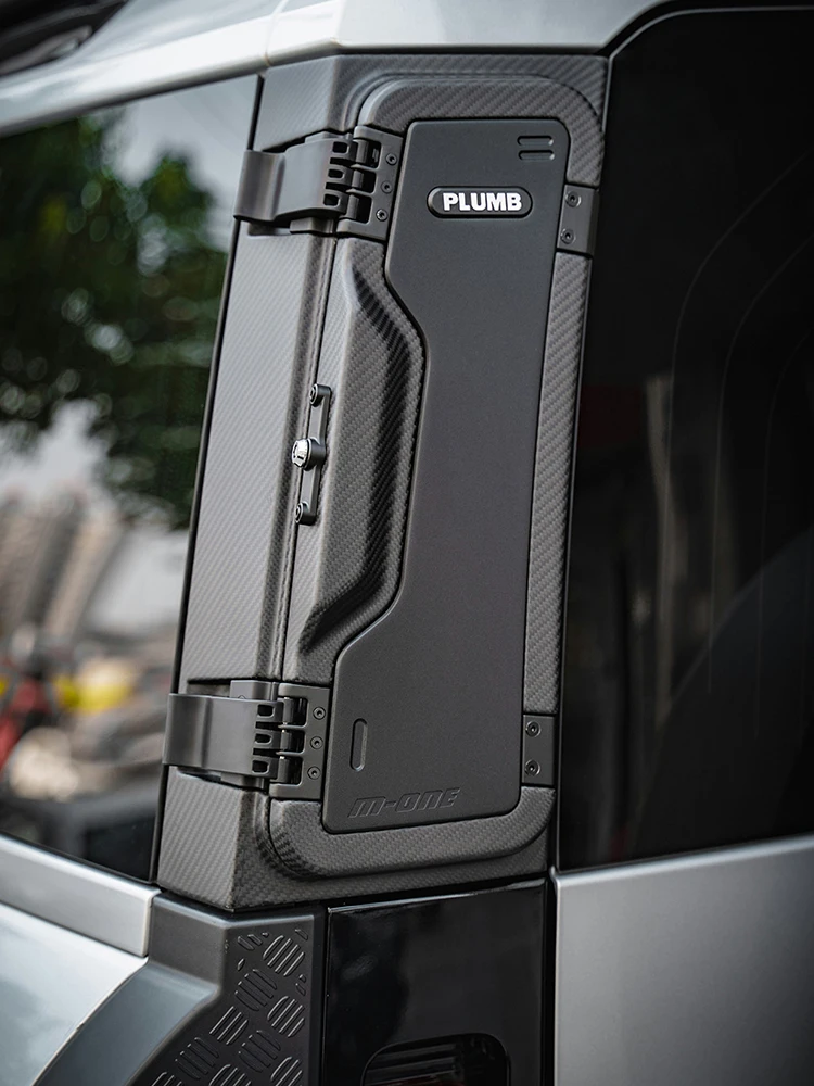 Authentic PLUMB FOR Defender 90/110 2020+L663 Outdoor Off road Storage Box, Tailgate D-Pillar Side Expansion Box Carbon Fiber