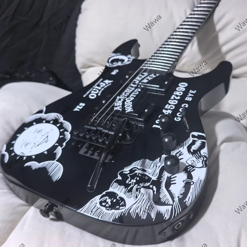 2026 Ledux Black Solid Body Guitar H-H Pickups Rounded Fret Edge Star Inlays Guitar