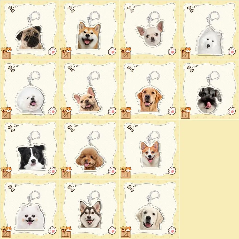 جميل Samoyed الحدود الكولي الكلب المفاتيح القلطي تشيهواهوا الاكريليك فصيل كورجي كيرينغ لطيف الصلصال لابرادور جرو قلادة للجنسين #2