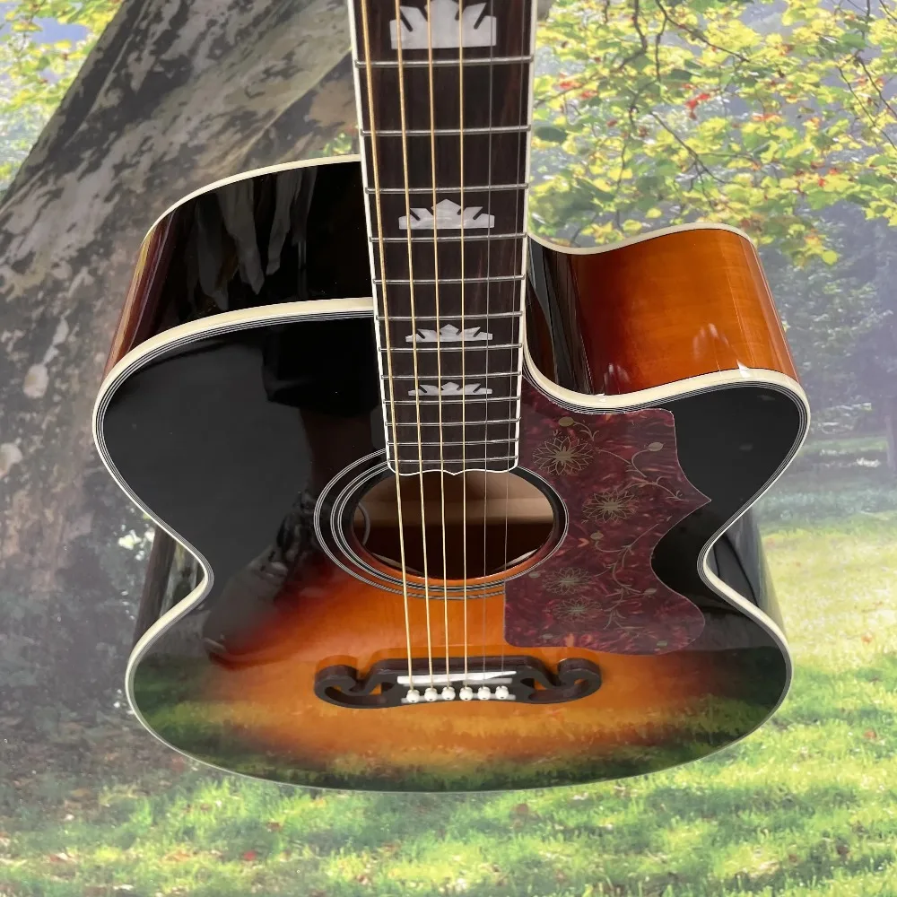 Yhamas FSC-TA 40 Inch 6-String H-H Pickup Guitar Vibrated Electric Box Single Board Ingman Spruce Wood Mahogany Guitar