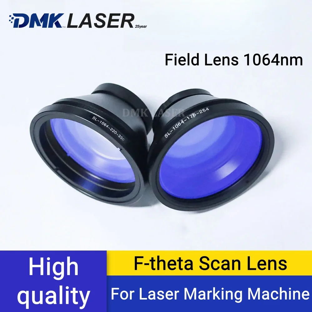 DMK F-theta Scan Lens Field Lens 1064nm 50x50 - 300x300 F63-420mm for 1064nm YAG Optical Fiber UV Laser Marking Machine Parts